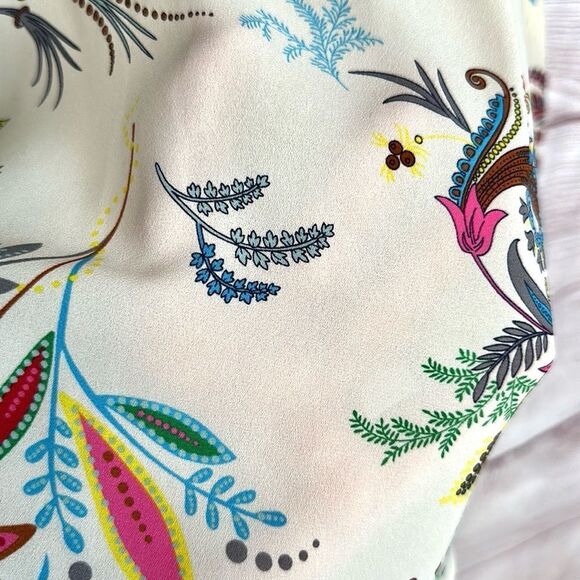 NWOT Talbots Band Collar Popover Top Blouse Cream Floral Long Sleeve size L - Picture 10 of 13